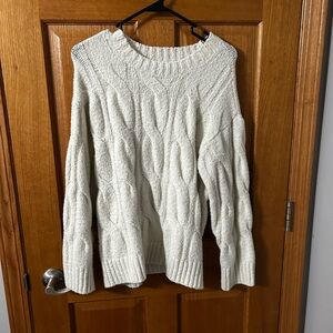 American Eagle Outfitters Cream Cable Knit Sweater